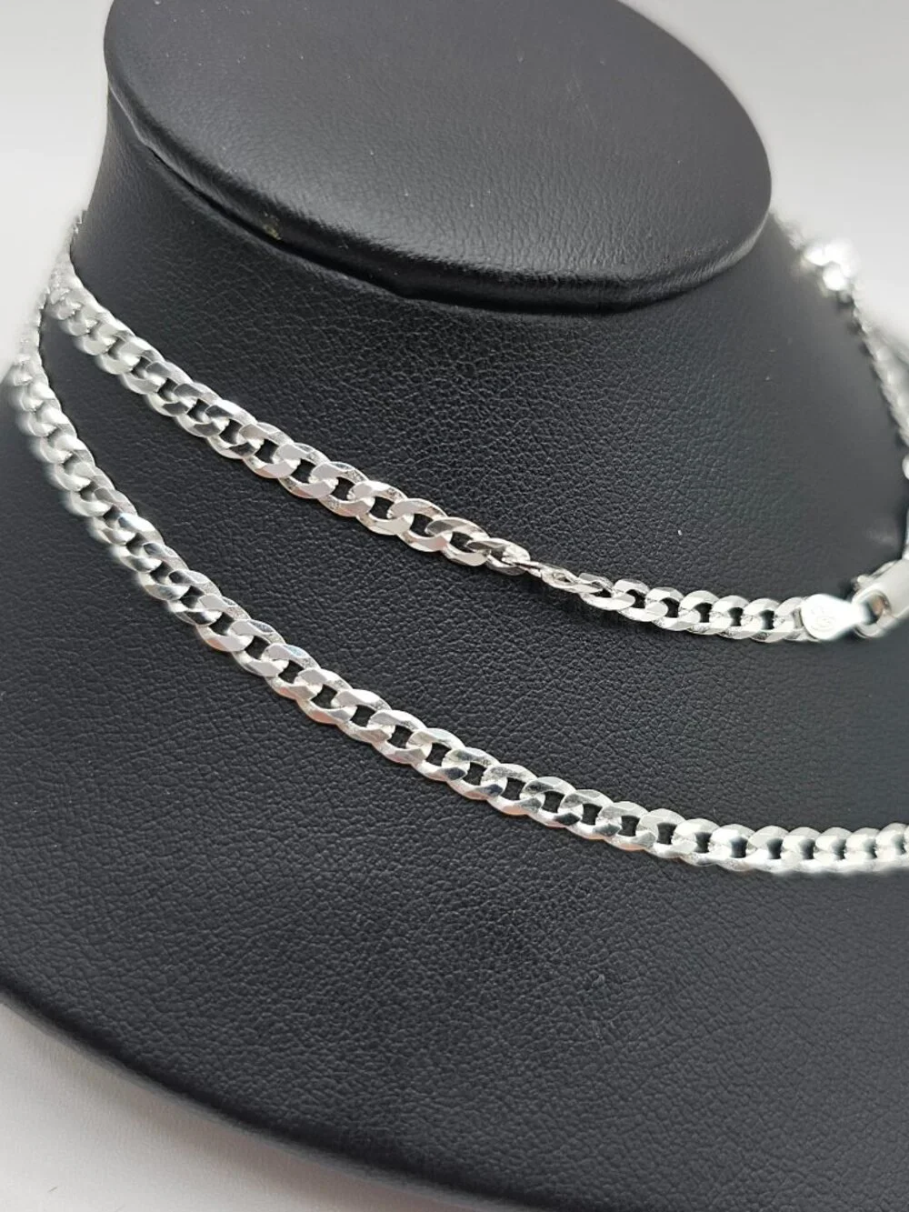 Sterling Silver 925 High Polished Super Flat Curb Link Chain 3.8mm 24 inches